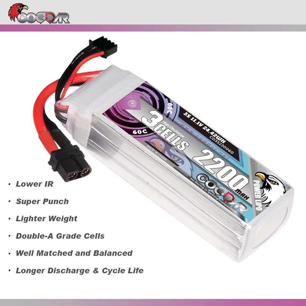 CODDAR 60C 3S 11.1V 2200mAh bateria Lipo z wtyczką EC5/XT60/T/TRX/XT90 do dron FPV zdalnie sterowany Quadcopter baterii litowej helikoptera