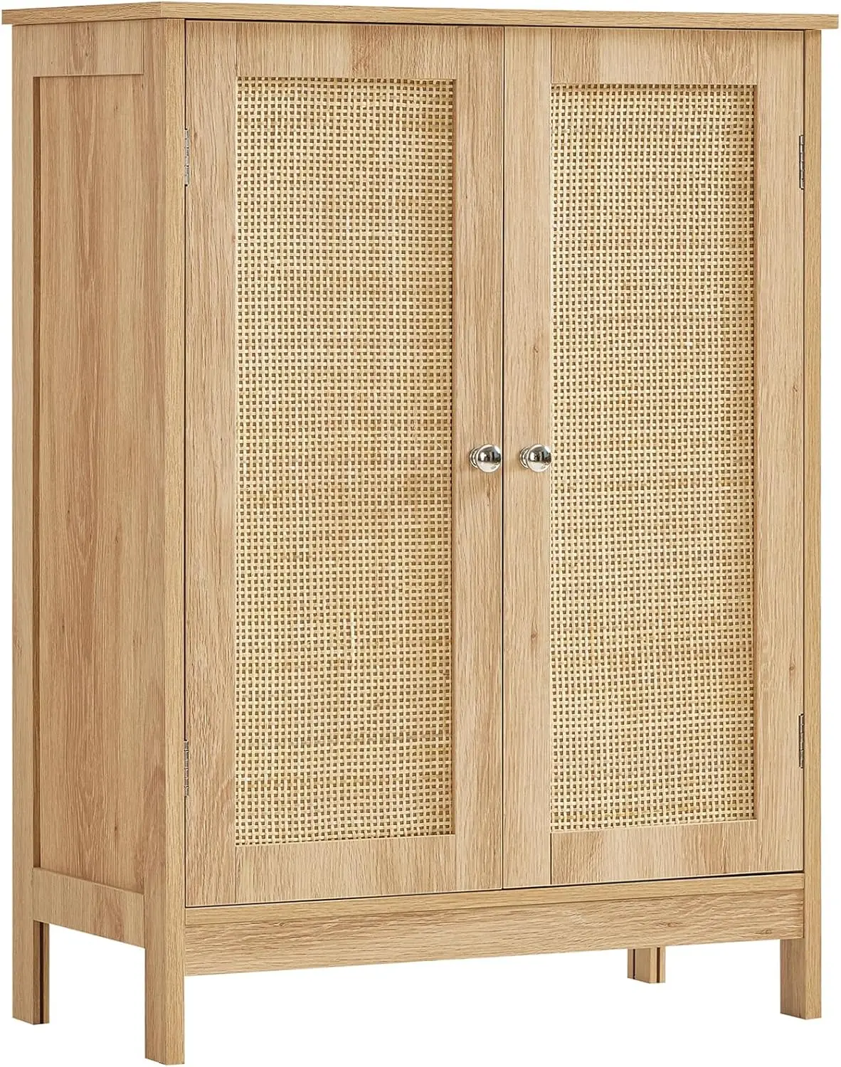 Iwell Storage Cabinet, Rattan Cabinet with Adjustable Shelf, Floor Storage Cabinet, Bathroom Storage Cabinet, for Living Room