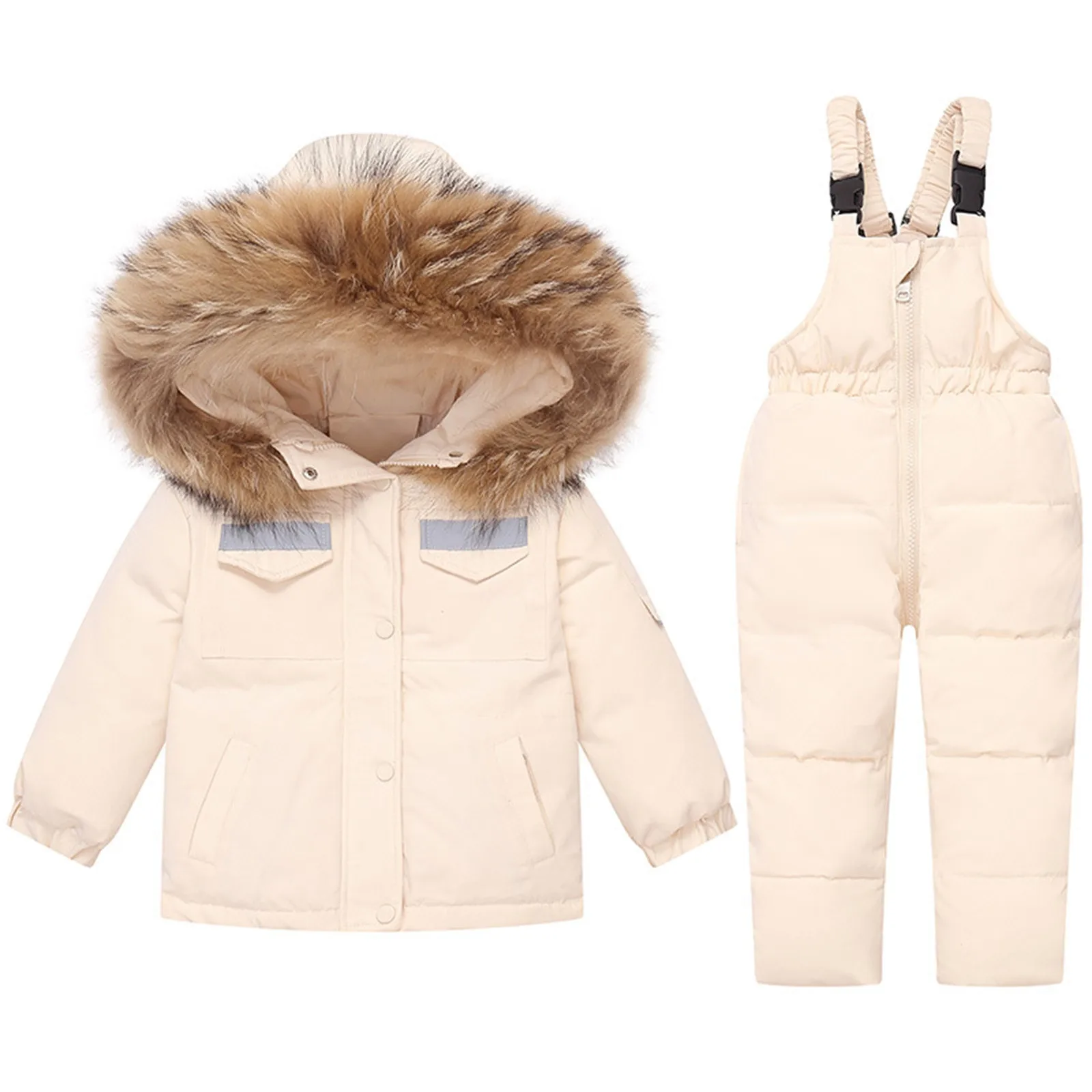 Snowwear Children Clothing 2 pcs Sets Baby Winter Warm Down Jackets Boys Thicken hooded Coat Jumpsuit Girl Clothes Kids Snowsuit