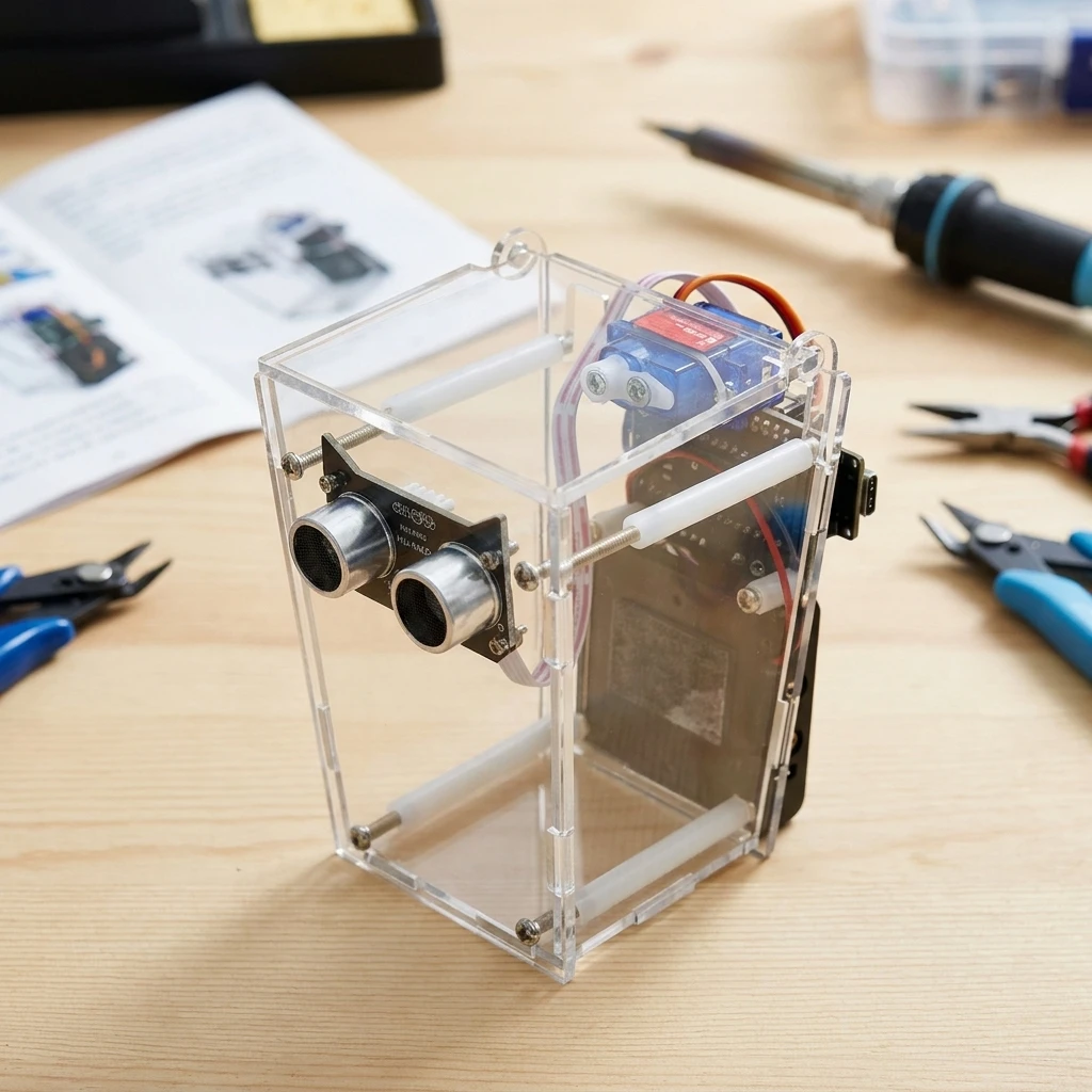 Smart Trash Can Electronic DIY Kit for HXFB Graphical Programming Nano Board Ultrasonic Automatic Sensing