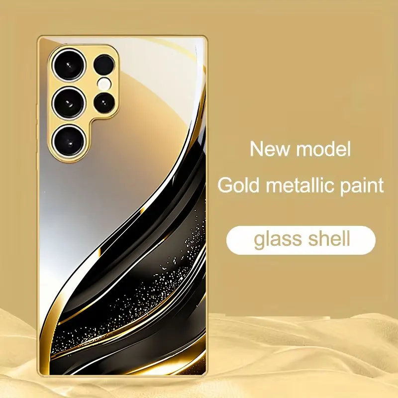 Sparkling starlight embellished pattern tempered glass phone case for Samsung Galaxy S26 S25 S24 S23 S22 S21 S20 fe/plus/ultra