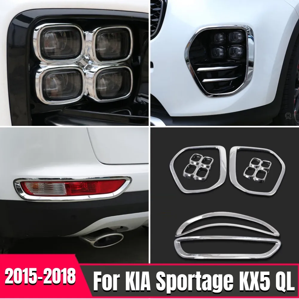 

For Kia Sportage KX5 QL 2015-2018 Car Foglight Molding Garnish Bezel Decoration Chrome Front Fog Light Lamp Cover Trim Frame