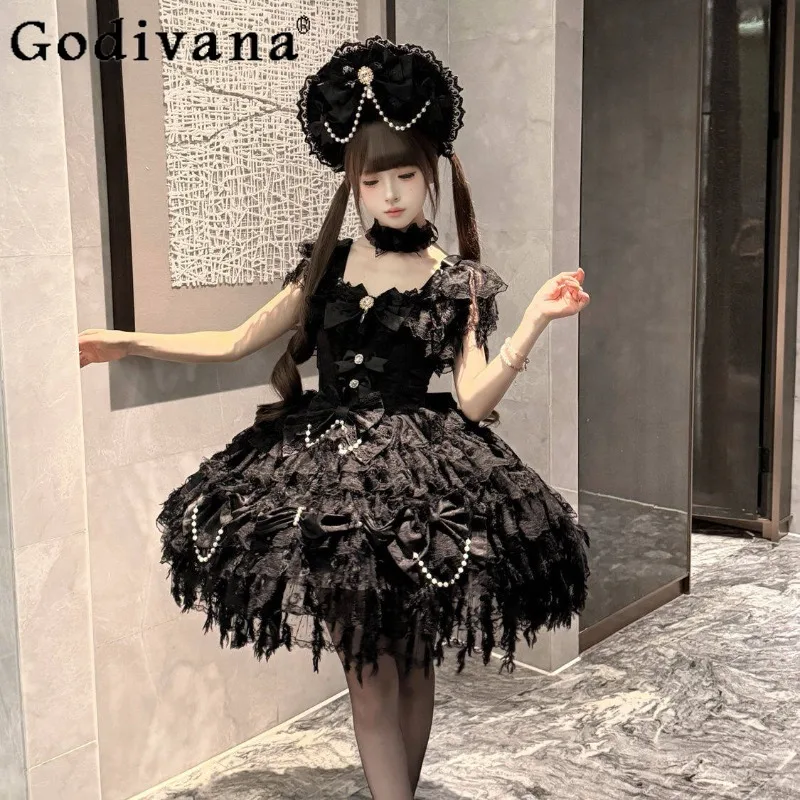 

Платье-юбка JSK в стиле Лолита для женщин, японский стиль, для дня рождения, розовое, свадебное платье JSK