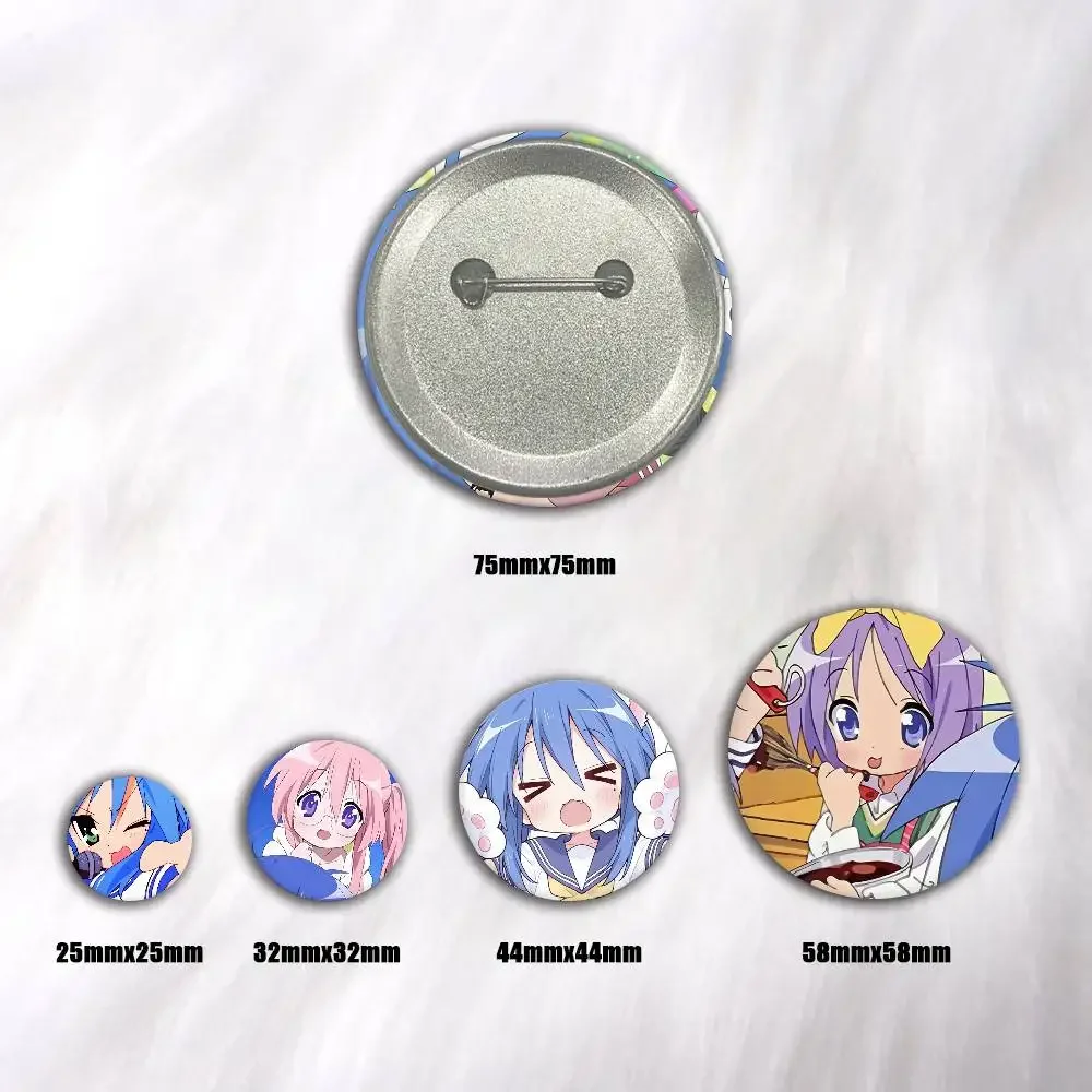 A-Lucky Star Cartoon Round Brooches On Backpack Jacket Acrylic Button Pins Collection Gifts