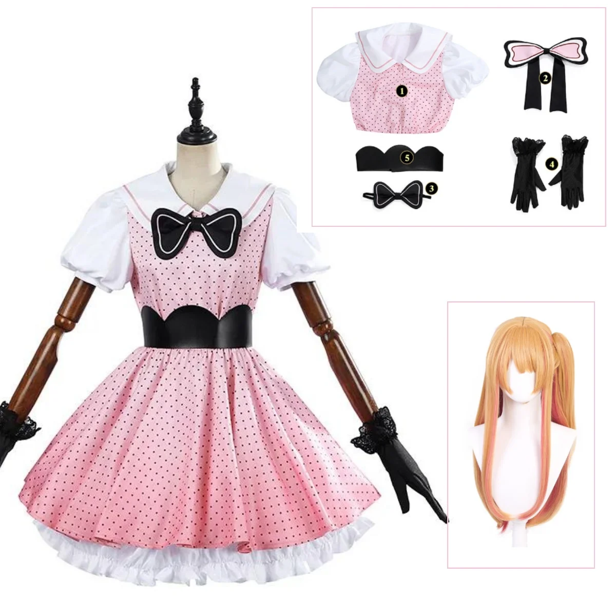 Anime Oshi No Ko Ruby Cosplay Costume Wig Cute Stage Performance Dress for Event Party Birthday Dress Up Outfit