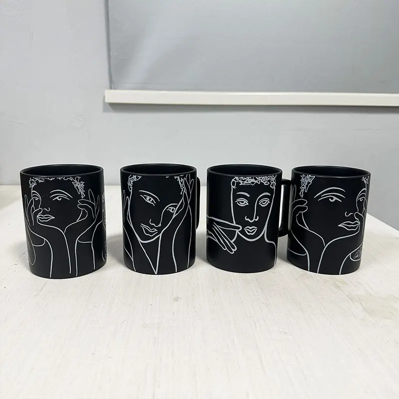 

Керамические кружки с креативными персонажами в скандинавском стиле, чашки для воды с абстрактным персонажем, чашки для молока для домашнего завтрака, офисные кофейные чашки для послеобеденного чая