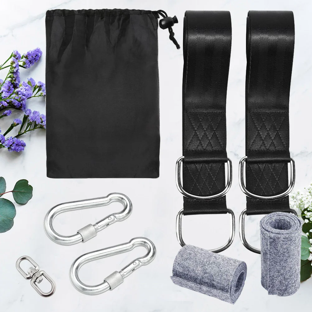 

8pcs Tree Swing Straps Hanging Kit Heavy Duty 1000Kg Black High-Density Nylon Stainless Steel D-Rings Screw Lock Easy