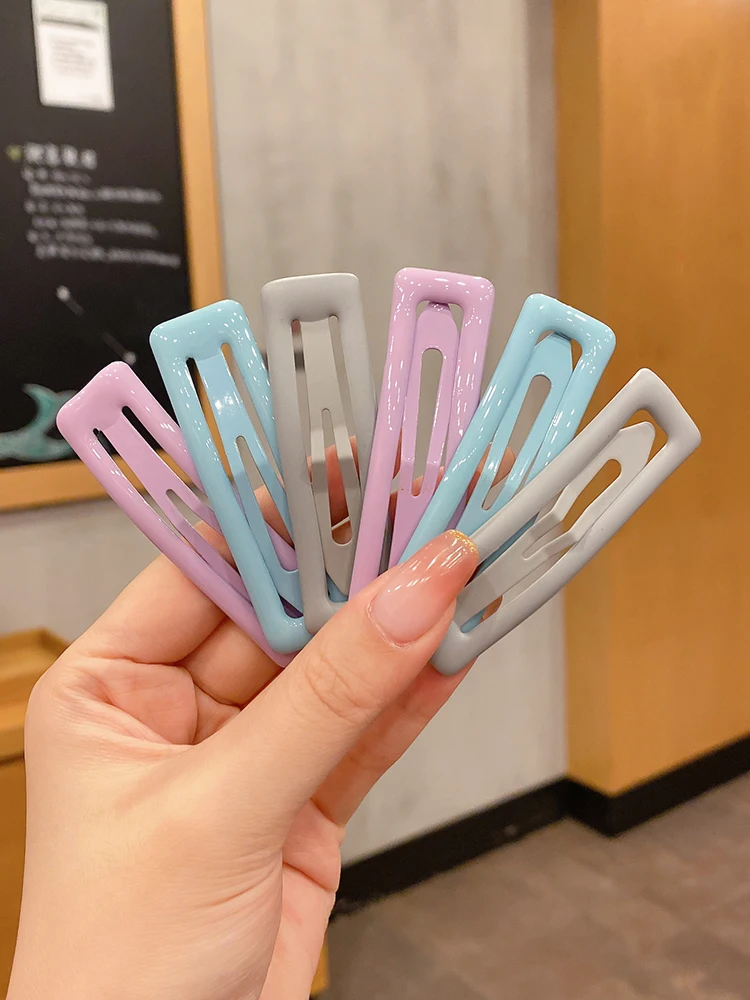 5PCS Korea Dripping Oil Geometric Irregular Rectangle Hair Clips Candy Color Waterdrop Hairpins For Women Girls Hair Accessories