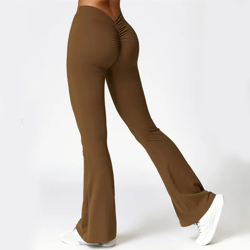 TRY TO BN Pantaloni da Yoga svasati Fitness V Back Scrunch Leggings vita alta allenamento palestra pantaloni da corsa Jogging collant attivi donna