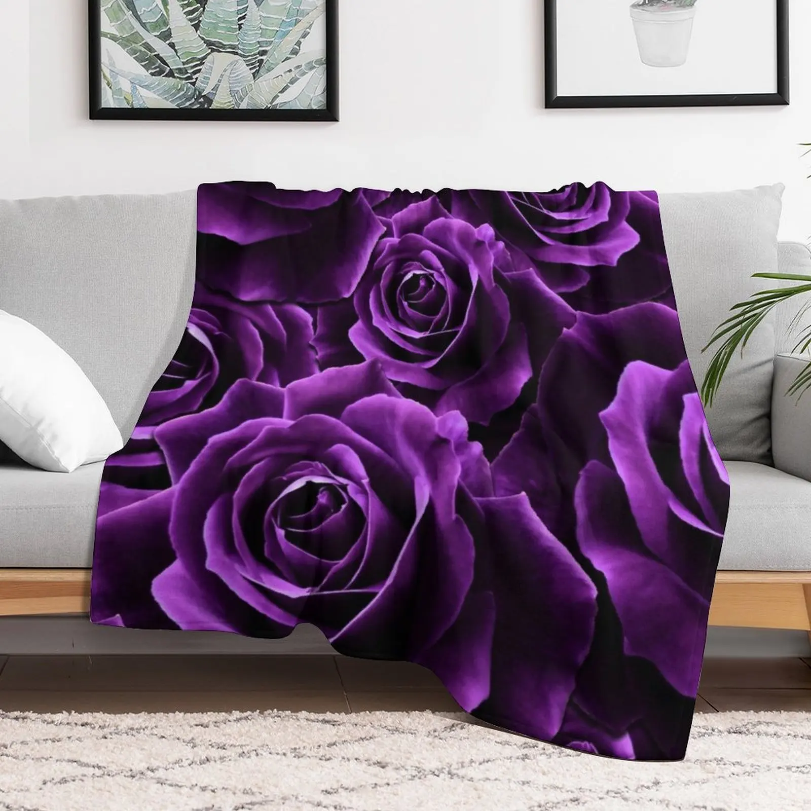 Velvet Roses Purple Throw Blanket Plush Sofa Tourist cosplay anime Blankets