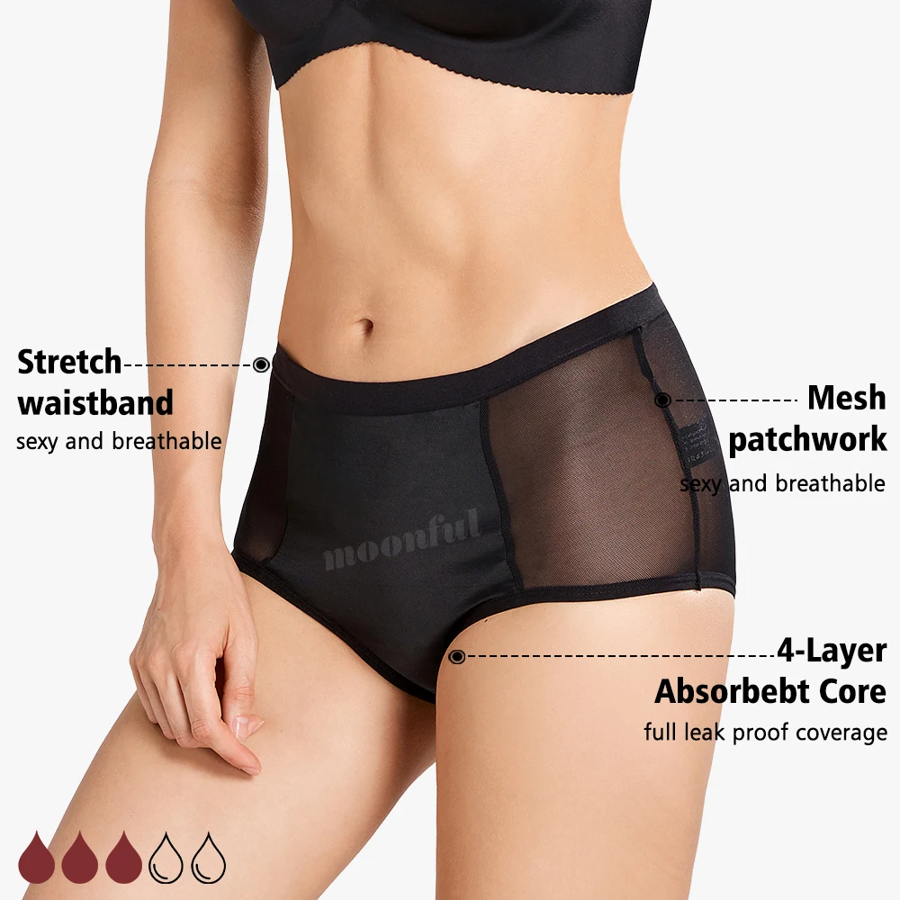 High Waist Period Underwear Lace Mesh Menstrual Panties Women Menstrual Cycle Absorbent Underwear Girl Panties for Monthly