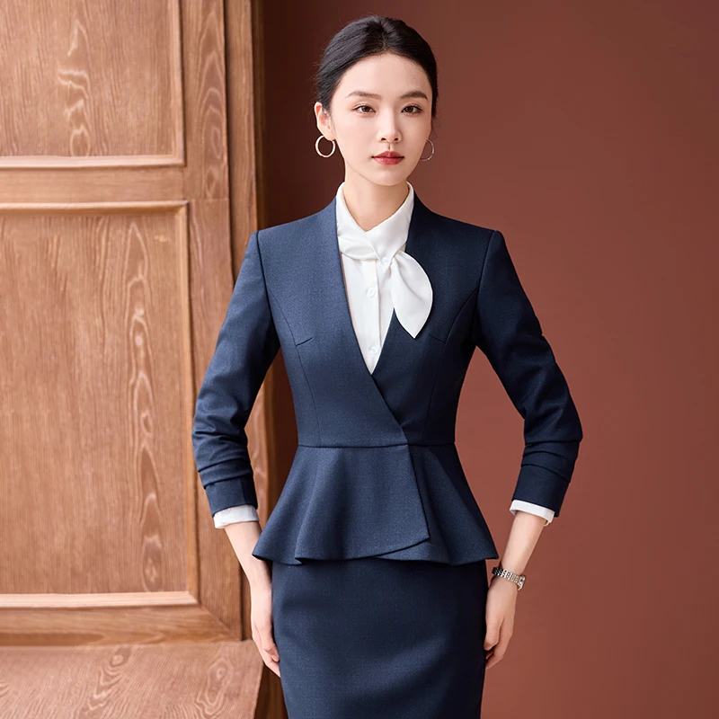 Abiti da lavoro formali da donna in tessuto di alta qualità per abbigliamento da lavoro da ufficio da donna Set di pantaloni blazer per interviste professionali per carriera OL