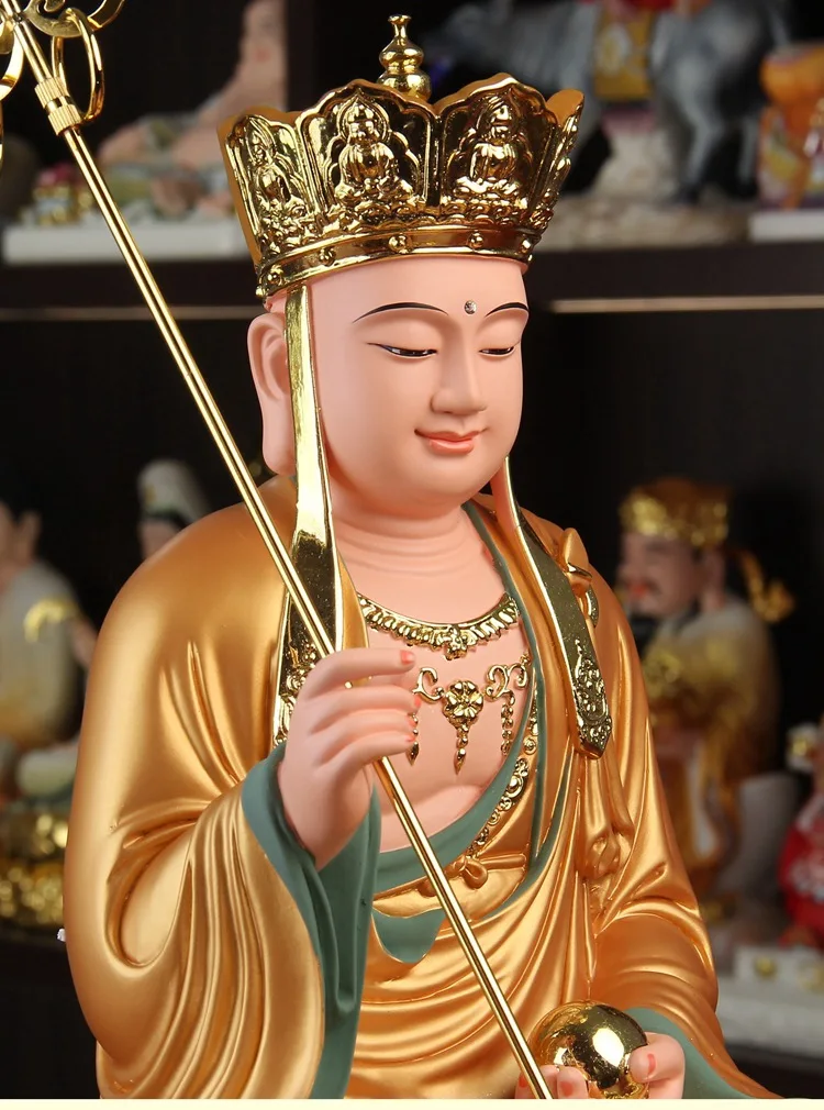 Wholesale Buddhism figure ksitigarbha bodhisattva buddha HOME temple clan hall protection Propitious Prosperity safety statue view 5