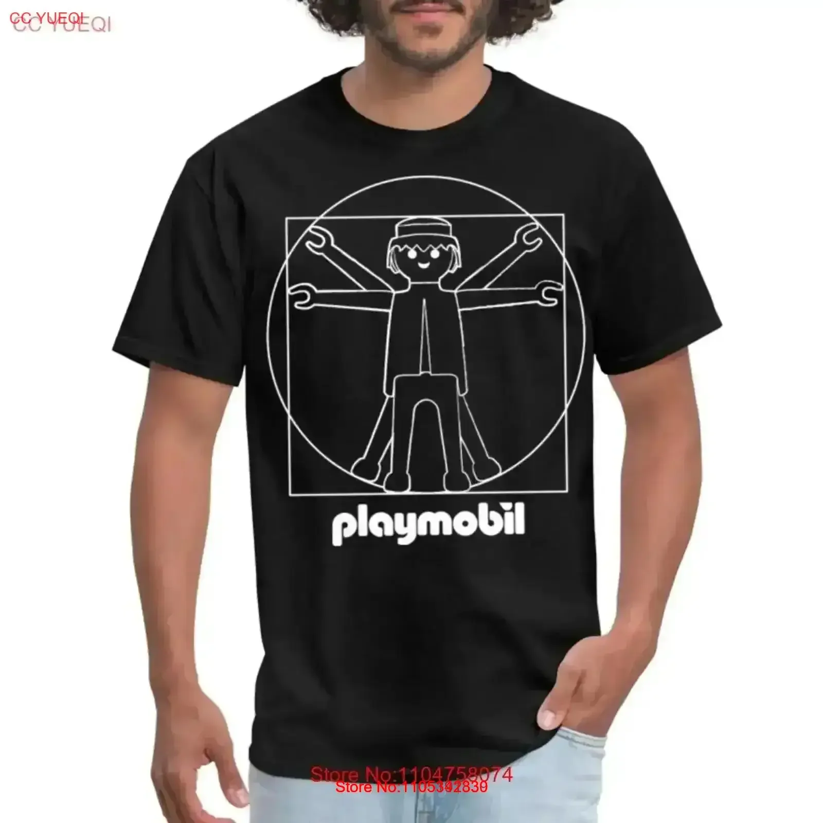 Camiseta Playmobil In Vitruvian Man Design para hombre, camiseta vintage lavada, elegante y cómoda, top de moda para uso diario, vintage para hombre