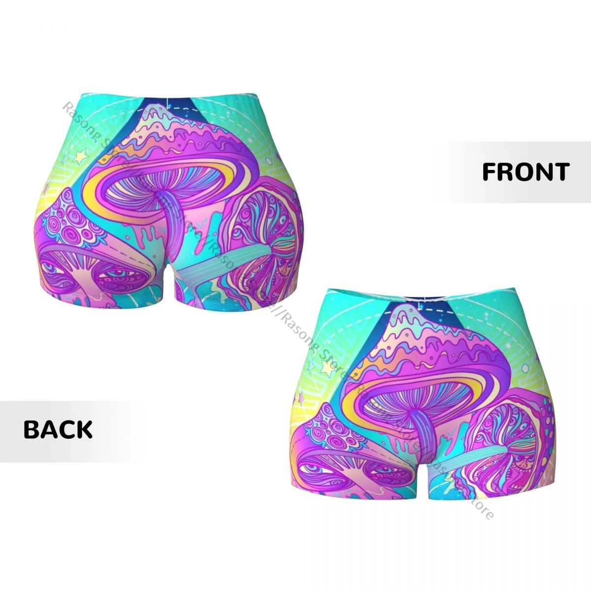 Sexy tight hip sports shorts Magic Mushrooms With Sacred Geometry fitness women's comfortable yoga shorts