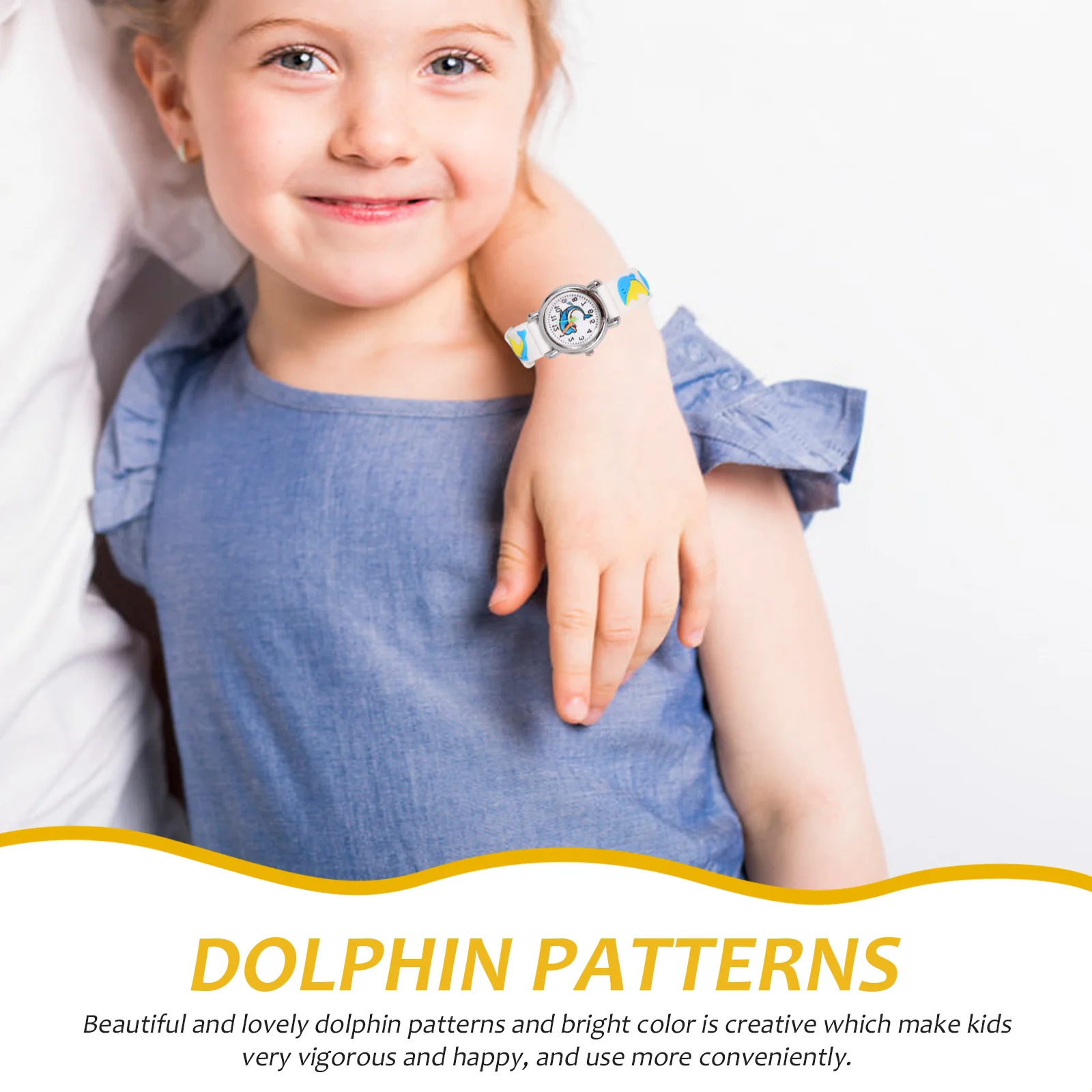 ساعة كارتون دولفين رقمية كاجوال بمينا ملون ومقياس واضح مريح لتعلم الوقت