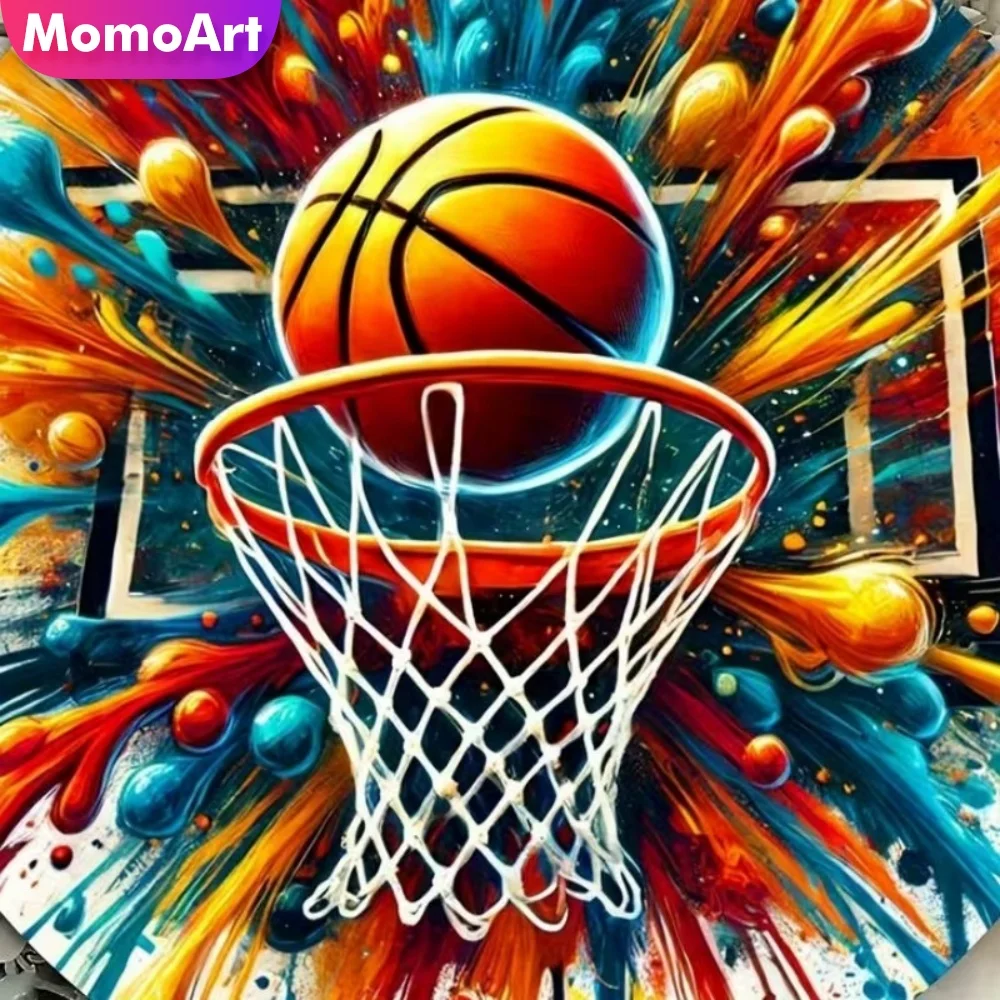 

Алмазная мозаика Momoart: Баскетбольный пейзаж, полный набор для вышивания квадратными и круглыми стразами, DIY наборы для вышивки крестом, новинка, ручная работа, хобби