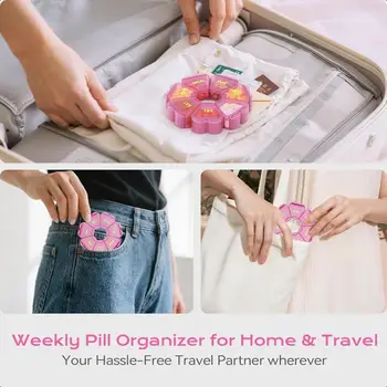 Organizér na pilulky týdenní roztomilý organizér na léky 7 dní velký denní box na pilulky na cesty pouzdro na dávkovač pilulek 1krát denně pro M 6 nejlepší prodej roztomilá krabička na léky - №4