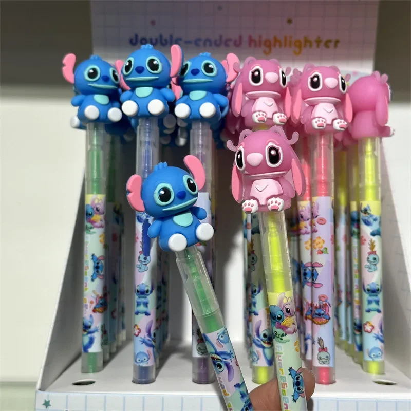 New Disney Stitch Double Head Highlighter Emphasis Marker Doodle Pen Kids Drawing GraffitiStudent School Supplies Gifts children