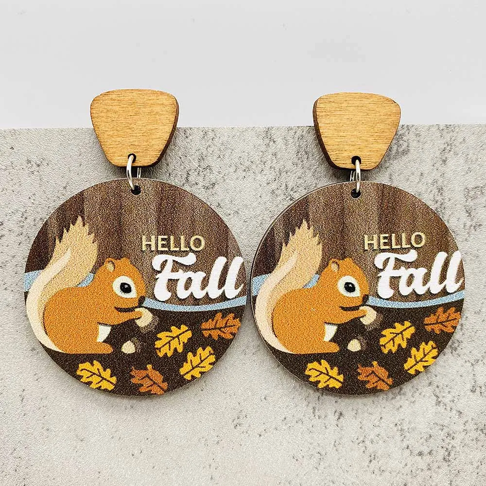 New Autumn Baseball Wooden Earrings Turkey Turquoise Pineapple Pumpkin Truck Vintage Earrings for Women Thanksgiving Gifts