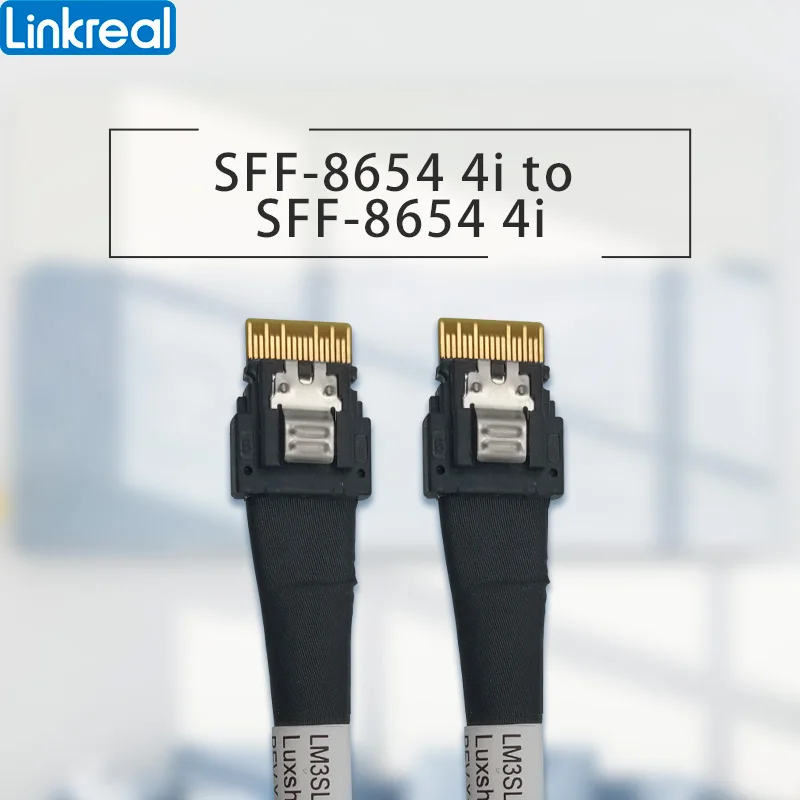 

Linkreal высокоскоростной PCIe 4,0 SAS SFF-8654 4i to SFF-8654 4i Cable-80CM