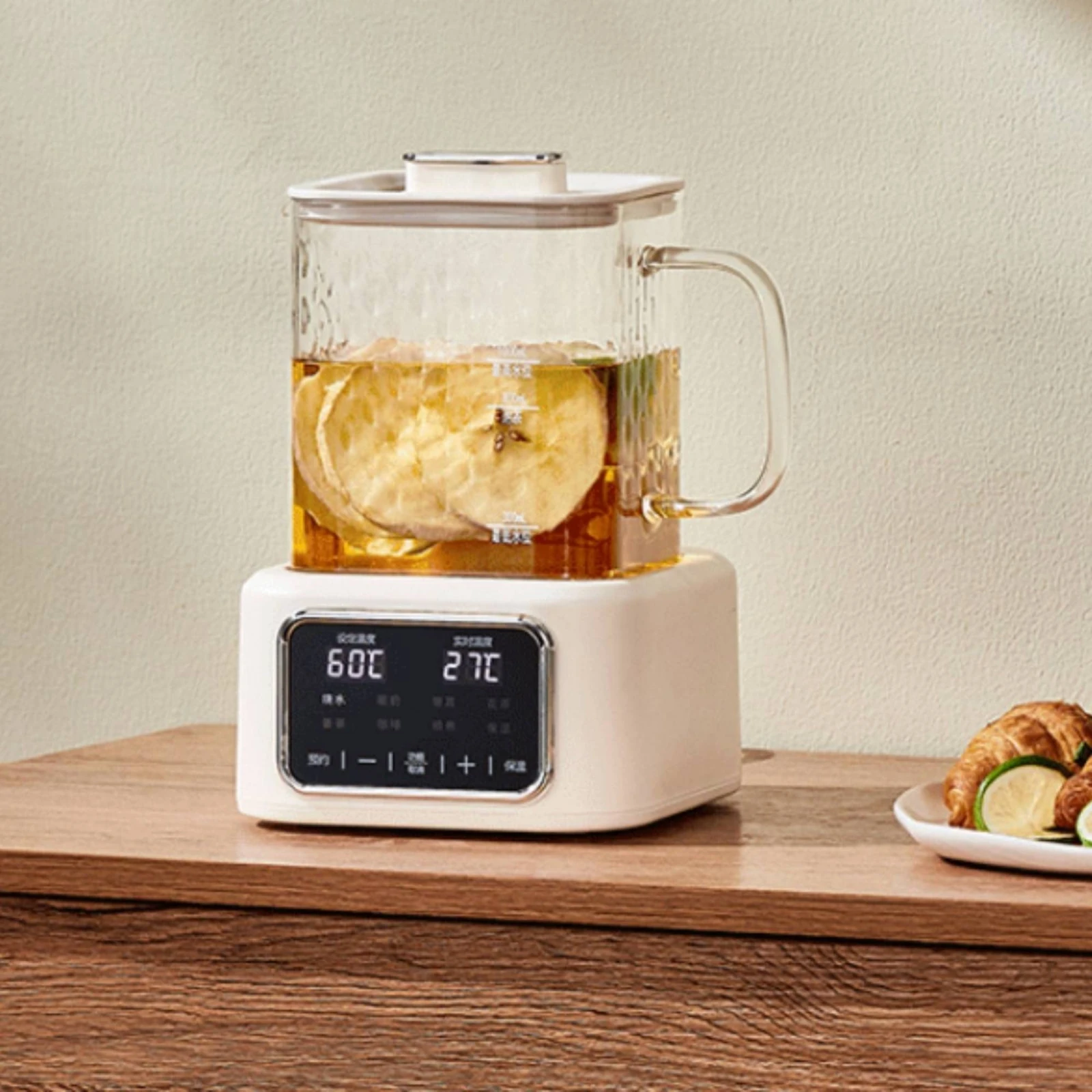 Water Boiler 1L Electric Tea Kettle with Digital Control Panel Borosilicate Glass Electric Kettle Glue-without Construction