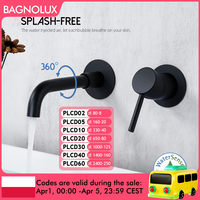 Bathroom Basin Faucet Sink Tap Wash Mixer Hot And Cold Water Wall Mounted Spout Bath Single Handle Ceramic Cartridge Crane