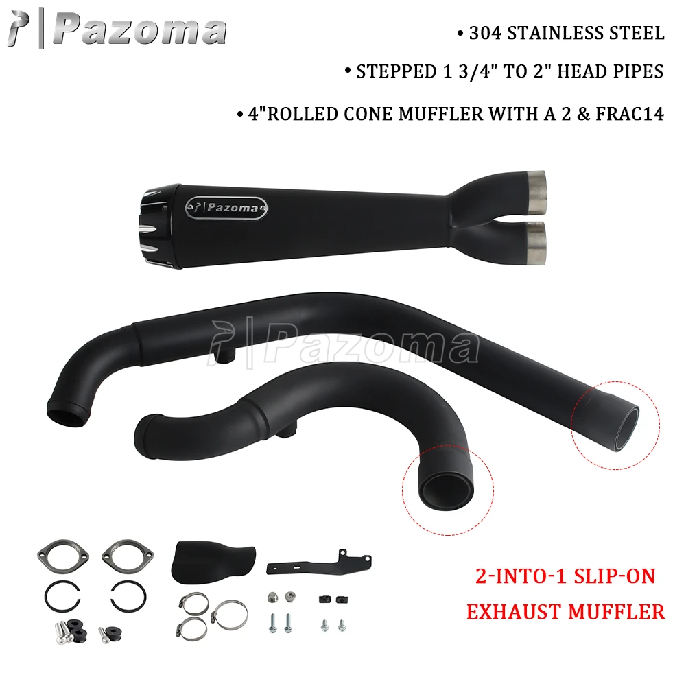 PAZOMA 2-into-1 Full Systems Exhaust Motorcycle Complete Muffler For Harley Softail Low Rider Street Bob Standard FXST 2018-2025