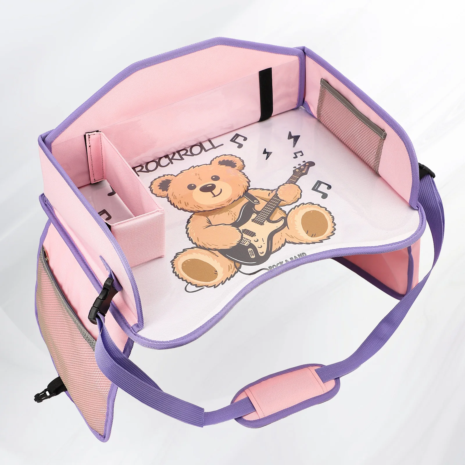 Portable Car-Mounted Travel Drawing Board, Kids' Toy Tray Folding Storage Table Board for Car Safety Seats - view 5