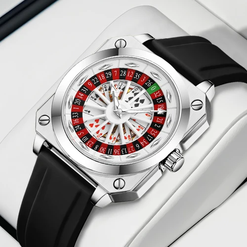 2025 nuevo reloj de ruleta para hombre VA VOOM marca Original estilo deportivo moda correa de silicona luz nocturna reloj de regalo cuadrado para hombres