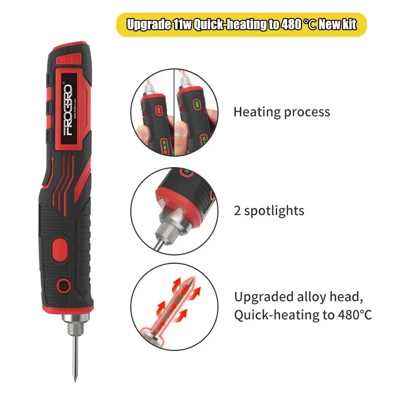 480℃ 8W Portable Wireless Soldering Iron with LED light Set USB Rechargeable Lithium Battery Soldering Kit Household Appliances