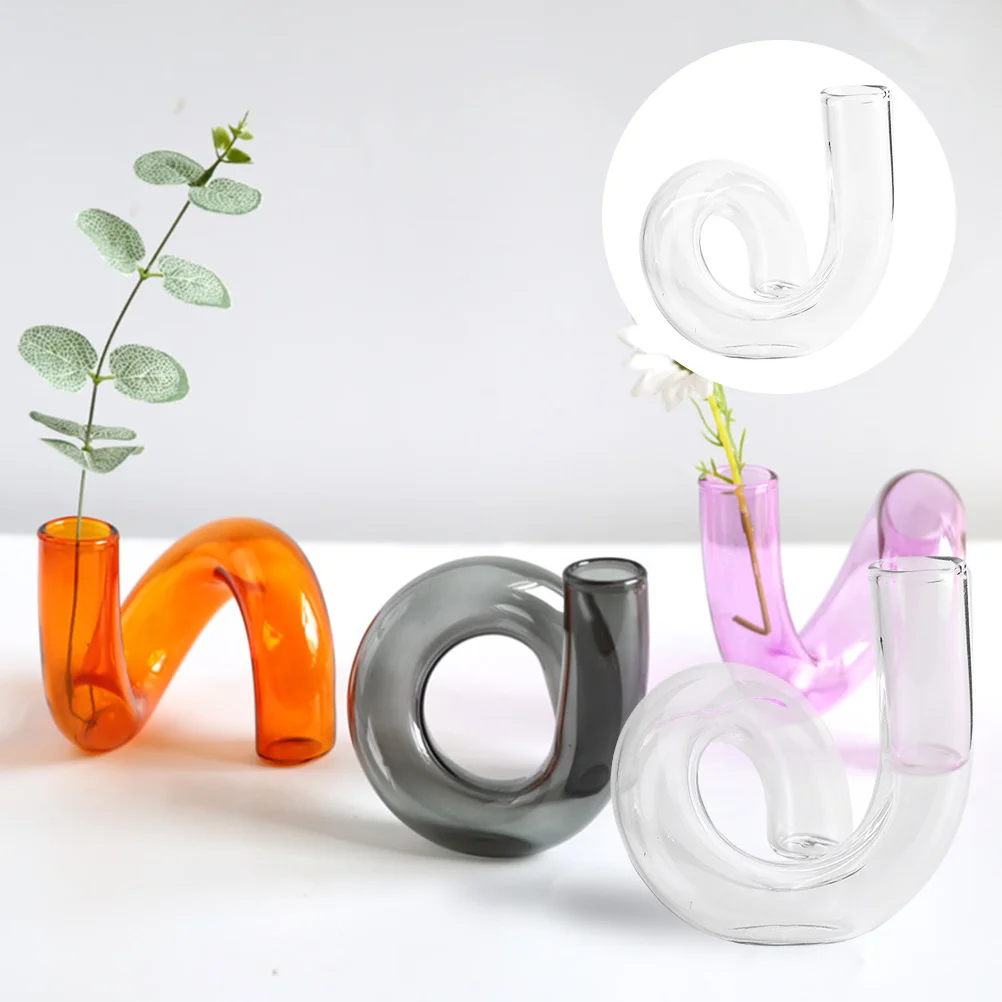 

Glass Vase for Flowers Arrangement Colored Creative Dried Decoration Desktop Stand