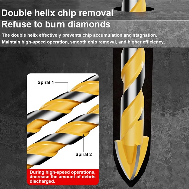 A76X- مجموعة أدوات حفر البلاط 1 مجموعة أربعة شفرات مثقاب غريب الأطوار للخرسانة مادة صلبة للغاية رأس جاف