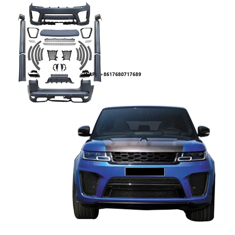 High-Quality for Range Rover Sport 2018-2022(SVR Body Kit) Front and Rear Bumpers + Exhaust Pipes
