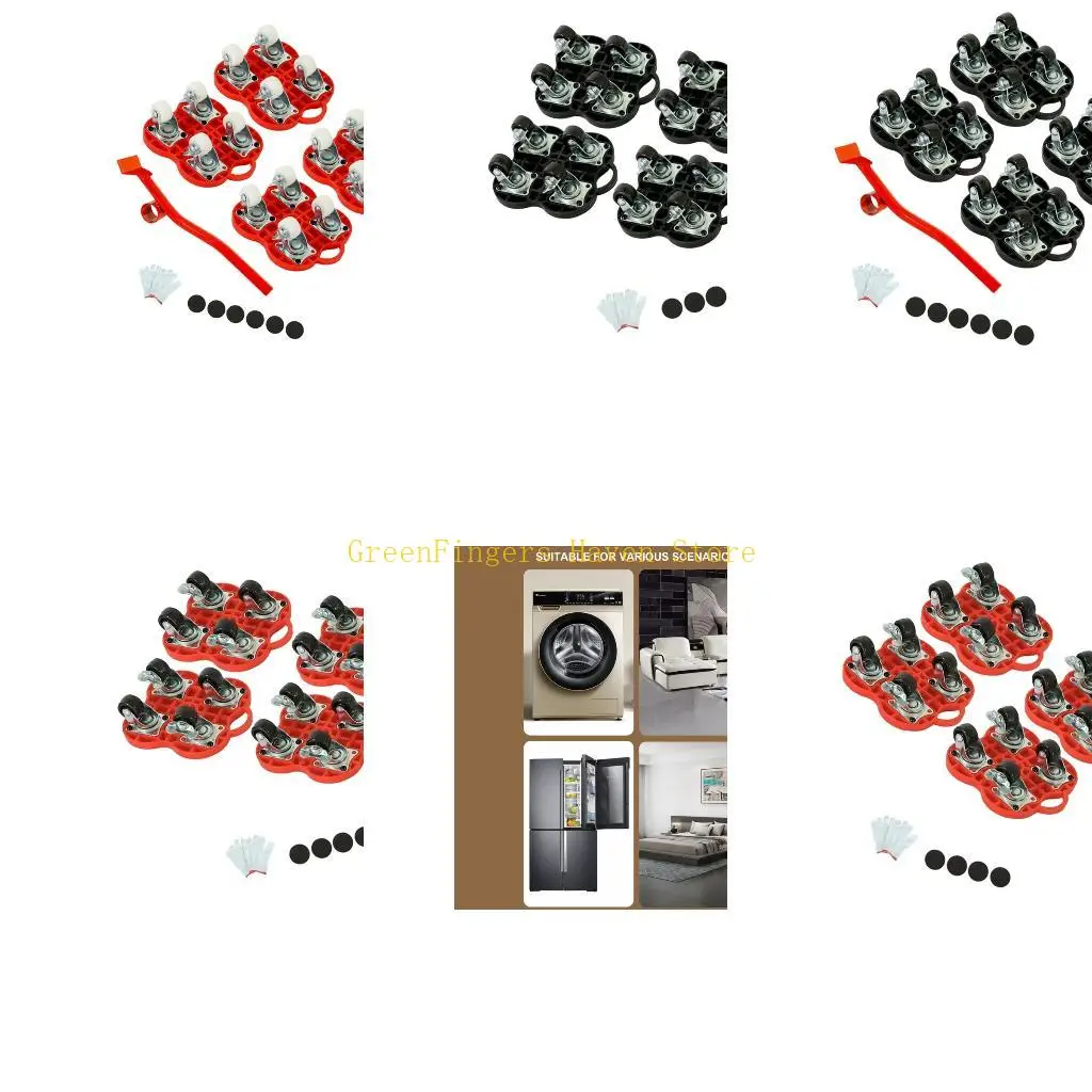 F68D Furniture Moving Transport Roller Set Heavy Duty Lifter Transport Tool Pulley Furniture Mover Roller Wheel Bar Removal