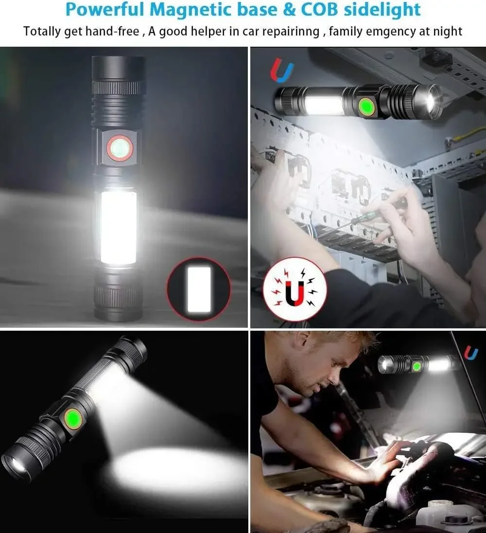 High Power T6 Led Flashlight USB Rechargeable Torch Zoom Adjustable Hand Lantern For Camping Outdoor Emergency Lighting