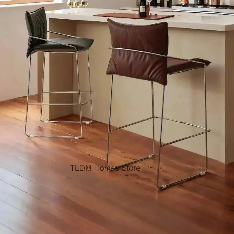 Room Comforable Metal Bar Chair Dining With Backrest Modern Minimalist Bar Chair Nordic Taburetes Para Barra Kitchen Furniture