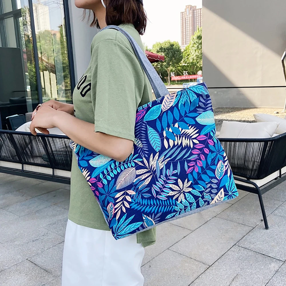 

Женская сумка через плечо с принтом, большая вместительная парусиновая сумка для покупок, повседневная большая сумка, женский карман для отдыха на открытом воздухе