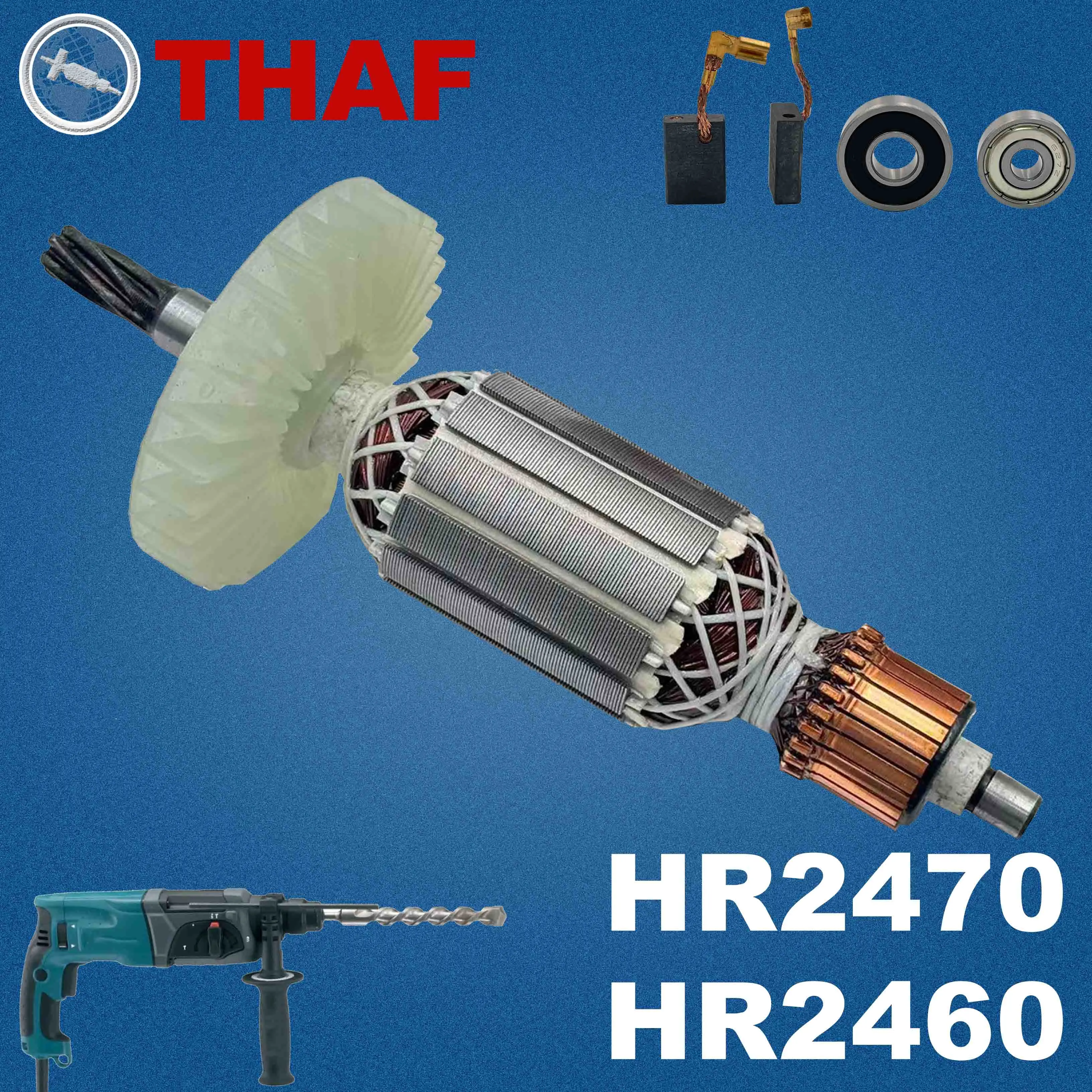 AC220V-240V HR2460 HR2470 Armature Rotor Anchor Stator Field Motor Replacement Spare Parts For MAKITA Rotary Hammer