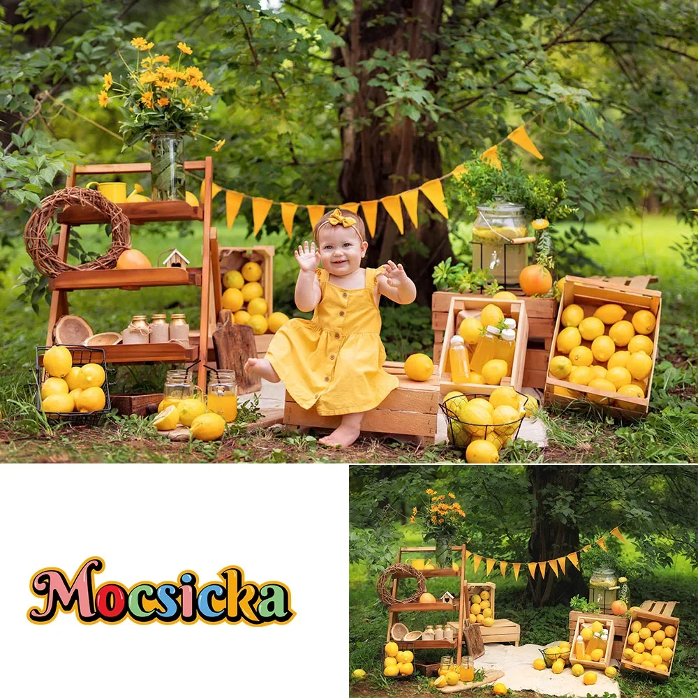 

Lemon Baby Shower Photo Decoration Photography Banner Studio Background Forest Green Party Backdrop Children Birthday Photozone