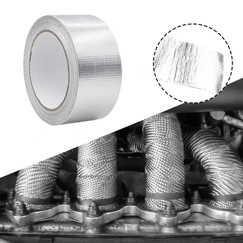 10m X 3cm Aluminum Foil Tape High Temperature Resistant Silver Insulation Tape for Manifold Downpipe Wrapping