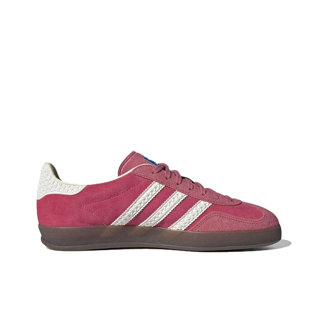 Adidas Original Gazelle Indoor Comfortable Lightweight Low Top Board Shoes Men's and Women's Casual Shoes Pink  White Colorway