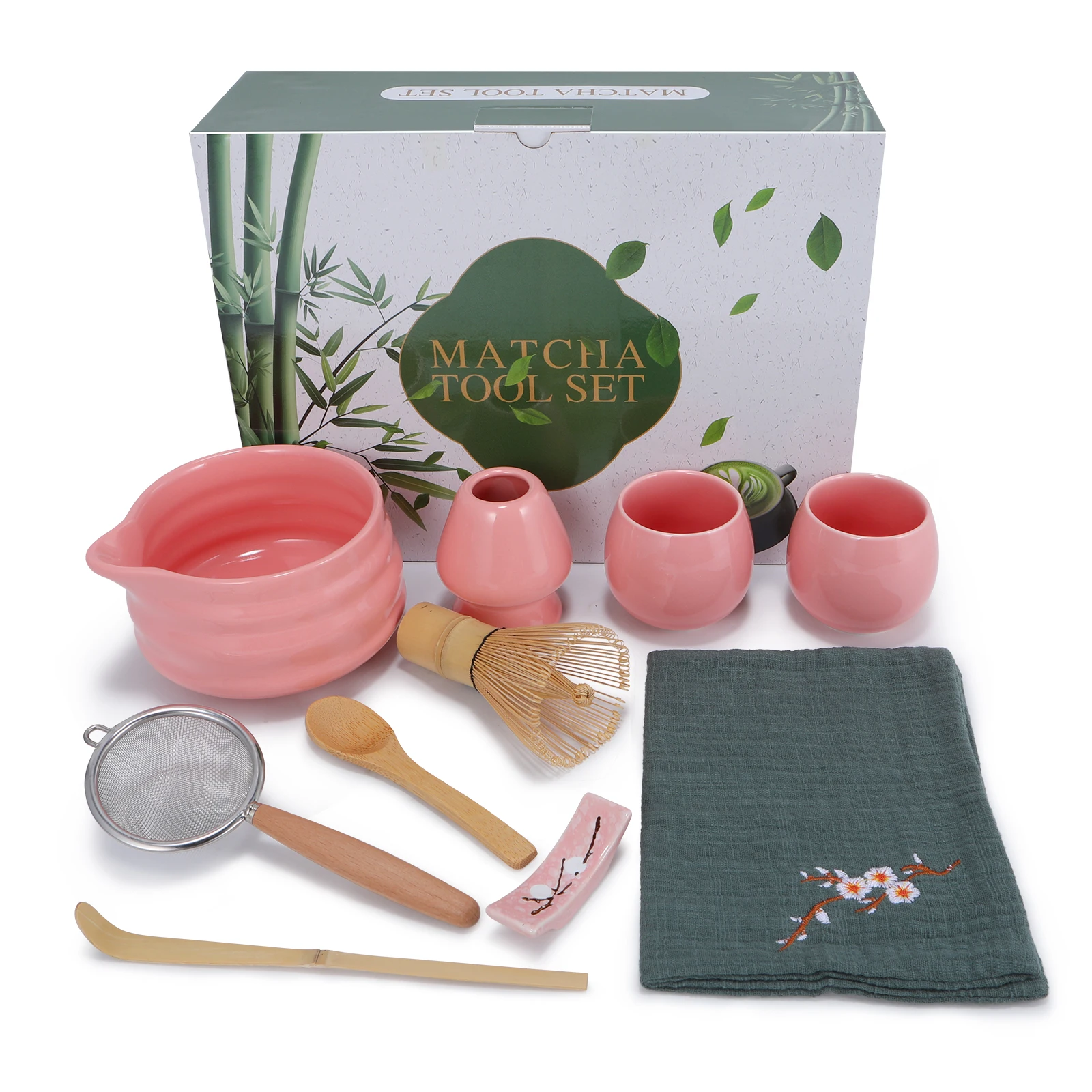 

Набор для приготовления матча из 10 предметов с дизайном выхода воды для удобного сервировки, изготовленный из керамических материалов ручной работы.