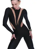 CNYISHE See Through High Waist Streetwear Jumpsuits Female Overalls O-neck Long Sleeve Skinny Rompers Women Jumpsuits Sexy Tops - Image 5