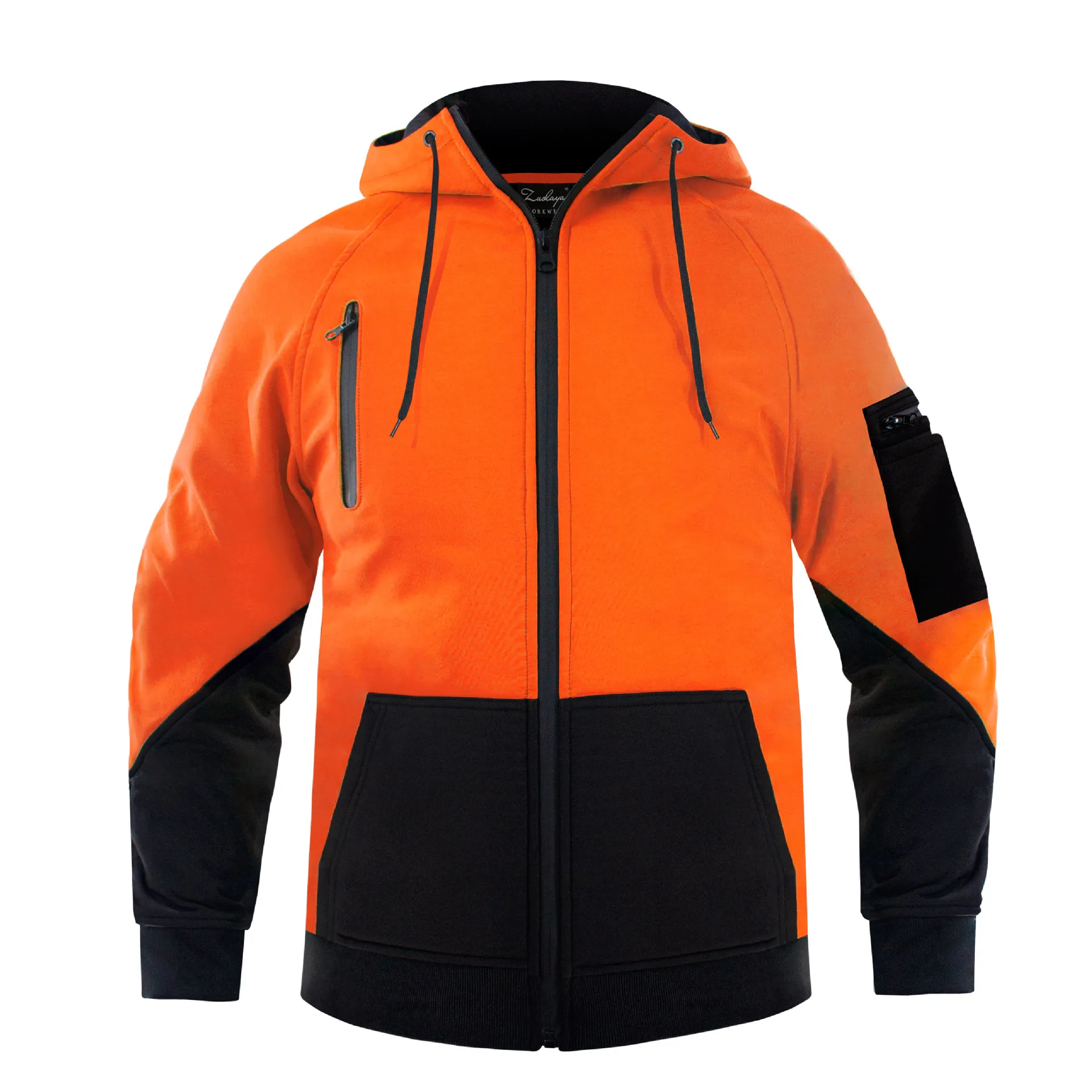 Imagem -04 - Hoodie de lã Quente para Homens Jaqueta Exterior Softshell Jaqueta com Zíper Moletons de Dois Tons Roupas de Trabalho com Zíper Uniforme de Inverno