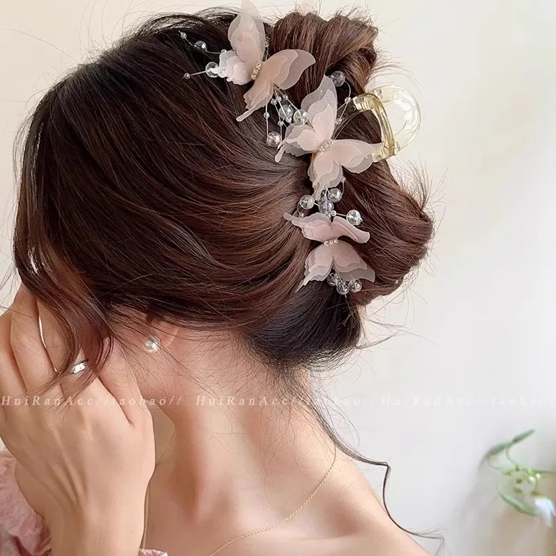 Neuer Stil Schmetterlings-Perlen-Haarspange für Frauen und Mädchen, süße Haarschmuck-Haarspange, Haarklammer, modische Haaraccessoires. – Detail 3