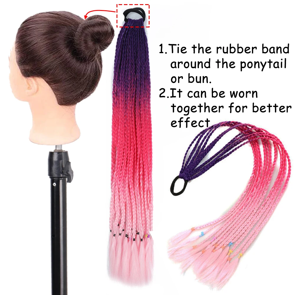 AZQUEEN Synthetic Colorful Hair Braided Ponytail Extensions Wear In Pony Tail And Chignon 24