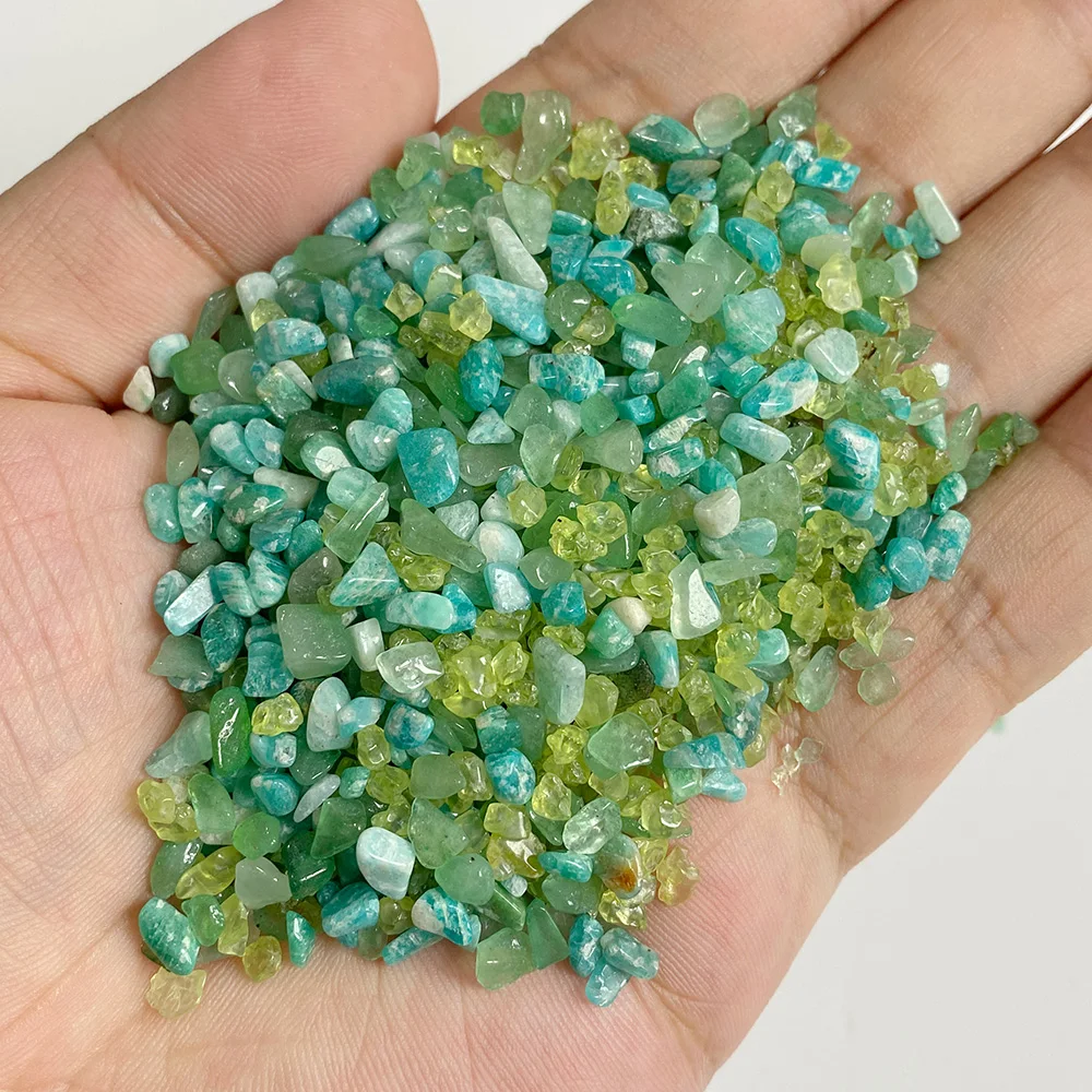 Green Stones Gravel 3-5mm Natural Gravel Specimen Amazonite Zosite Malachite Agat Quartz Chips For Aquarium Healing Energy Stone