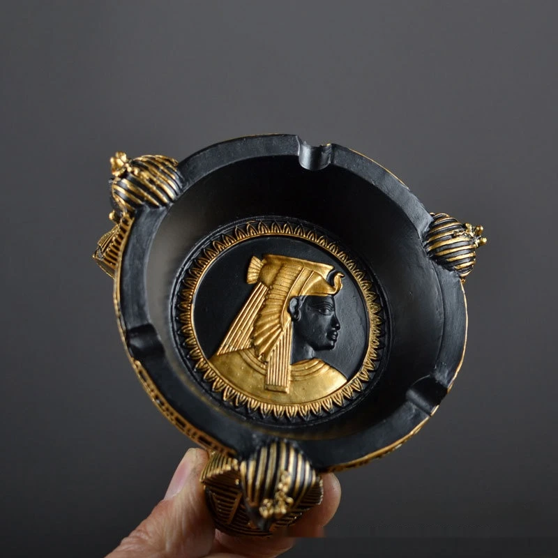 Ancient Egyptian Pharaoh Resin Ashtray Decoration Queen Cleopatra Bedroom Living Room Office Decoration Home Fashion Organizer
