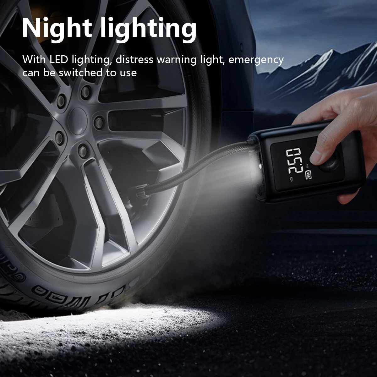 Portable 150Psi car tire pump for bicycles and motorcycles, digital wireless tire car air pump